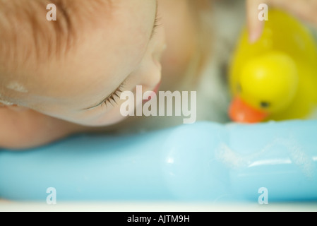 Baby taking bath, extreme close-up, cropped view Stock Photo