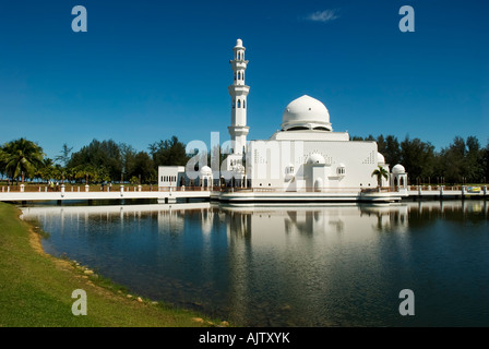 Masjid Tengku Tengah Zaharah or also known as Floating Mosque in Kuala Terengganu Malaysia. Stock Photo