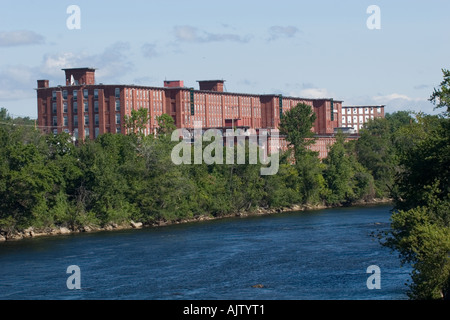 Amoskeag Mills on Merrimack River Manchester New Hampshire Stock Photo