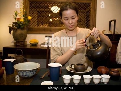 Tea ceremony in tea house of Taipei Taiwan Stock Photo