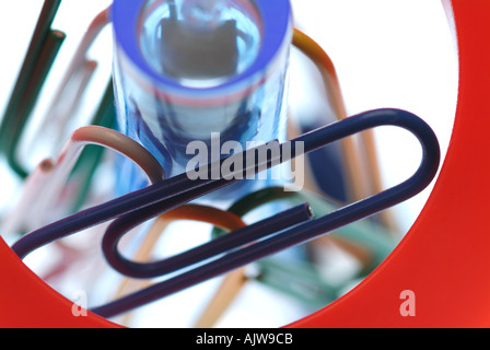 paper clips in desk holder Stock Photo
