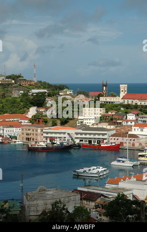 St George's grenada caribbean island skyline aerial overview scenic landscape Stock Photo