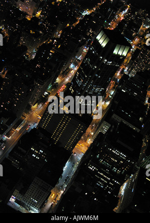Night view of skyline and traffic from Empire State Building observatory, NYC Stock Photo