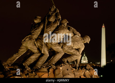 Iwo Jima / US Marine Corps War Memorial, Arlington Virginia, USA, with the U.S. Capitol in the background Stock Photo