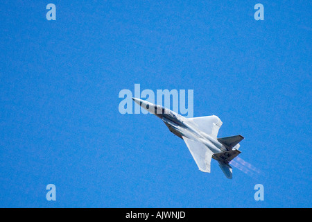 Super Hornet F18 F 18 F-18 aircraft flies in blue sky at the Royal International Air Show in Fairford Gloucestershire in July Stock Photo