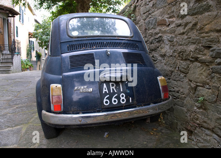 fiat 500, classic motor vehicle, cortona, italy Stock Photo