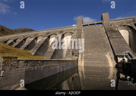 Close up of the Lawers hydro electricity dam and spillway in the Ben Lawers National Nature Reserve Perthshire Scotland UK Stock Photo