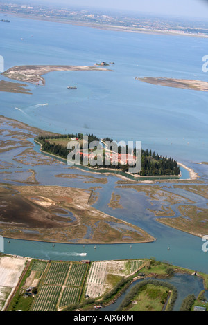 Aerial view island of San Francesco, Venice lagoon, north Italy Stock Photo