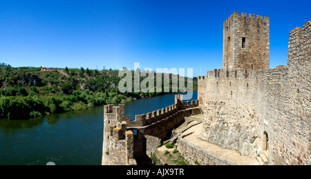 Templar Castle of Almourol. One of the most famous castles in Portugal. Built on a rocky island in the middle of Tagus river. Stock Photo