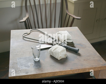 Stethoscope on the table in a replica of a 19th Century doctor's office Stock Photo