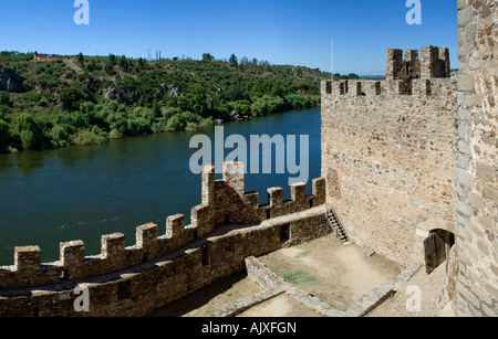 Templar Castle of Almourol. One of the most famous castles in Portugal. Built on a rocky island in the middle of Tagus river. Stock Photo