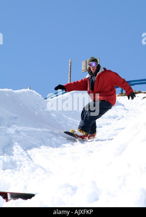 Snowboarding in the Austrian Alps Stock Photo
