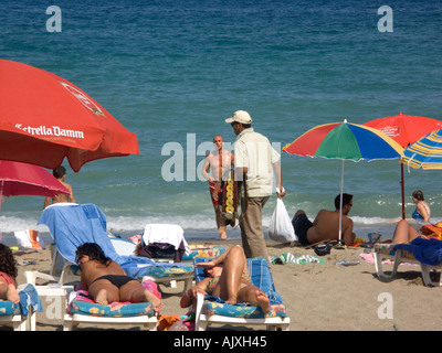 Costa del Sol beach scene, beaches, Spain, Europe, Stock Photo