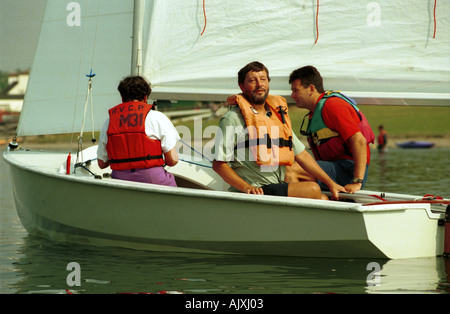 MP David Blunkett sailing in Rother Valley Country Park UK John Robertson 2005 Stock Photo