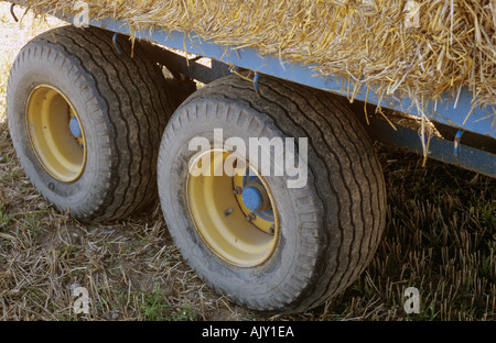Rear part of trailer carrying straw bales Stock Photo