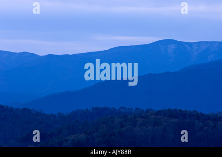 Predawn skies and Smoky Mountain ridges, Great Smoky Mountains National Park, Tennessee, USA Stock Photo