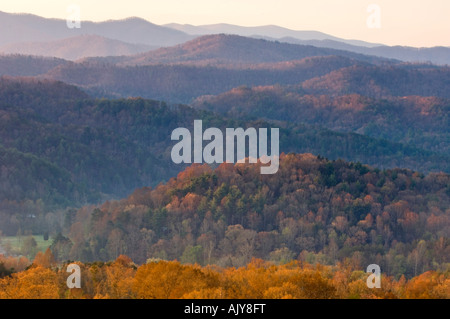 Smoky Mountain ranges in morning light, Great Smoky Mountains National Park, Tennessee, USA Stock Photo