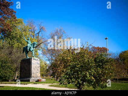 equestrian statue honoring Tadeusz Kosciuszko in Park across from Polish Basilica of St. Josaphat in Milwaukee, Wisconsin Stock Photo