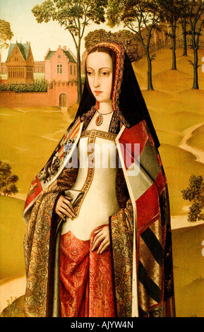 JOANNA the Mad 1479-1555 Queen  Castile  Aragon  married to Archduke Philip the Handsome triptych of Zierkzee  Jean the  lunatic Stock Photo