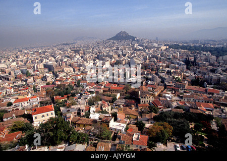 EUROPE GREECE ATHENS An overview of a smoggy Athens Greece Stock Photo