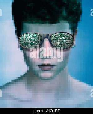 Digital circuits as sunglasses Stock Photo