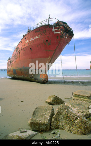 Abandoned fishing trawlers off the coast of Argentina Stock Photo