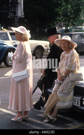 1980s wealthy rich people UK. Thatchers Britain, Ladies Day tired exhausted at end Royal Ascot Horse races racing Berkshire 80s England HOMER SYKES Stock Photo