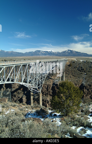 Three Span Road Bridge over Rio Grande Gorge near Taos New Mexico United States America USA Stock Photo