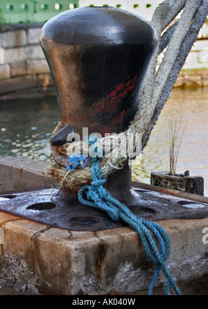 A big cleat at docks in Portland Maine Stock Photo