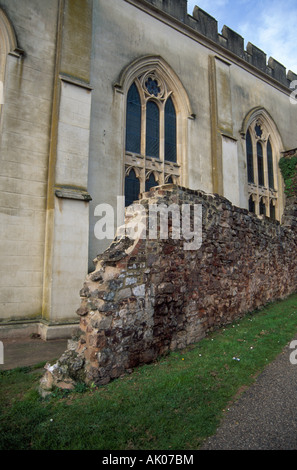 Remnant of Exeter City Wall near site of South Gate, Exeter, Devon, UK Stock Photo