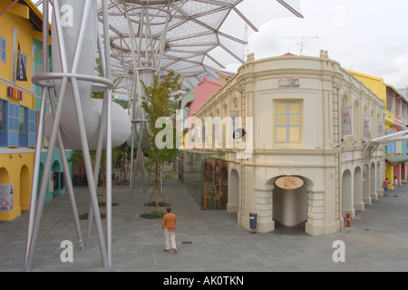 Modernisation of traditional Chinese buildings on Clarence Quay Singapore Stock Photo