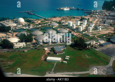 Aerial view of military base in Kwajalein island Marshall Islands North Pacific Stock Photo