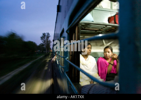 Night train. Varanasi to Agra. India Stock Photo