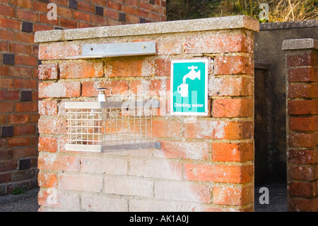 Drinking water and brick enclosure at Poole beach. Dorset. UK Stock Photo