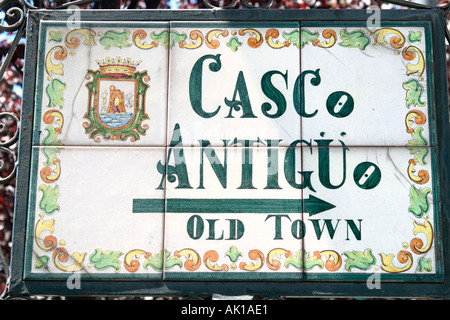 Street Sign for the Old Town (Casco Antiguo), Marbella, Costa del Sol, Andalucia, Spain Stock Photo