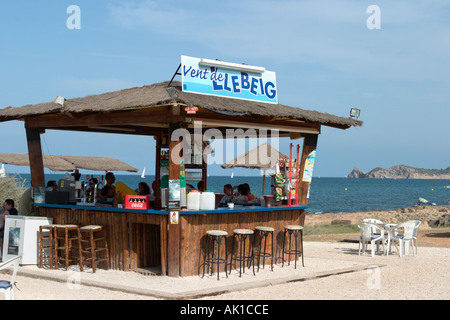 Beach bar on the main Beach, Javea (Xabia), Costa Blanca, Spain Stock Photo