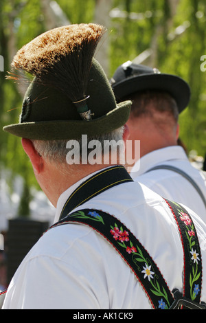 Man dressed in traditional Bavarian outfit Stock Photo