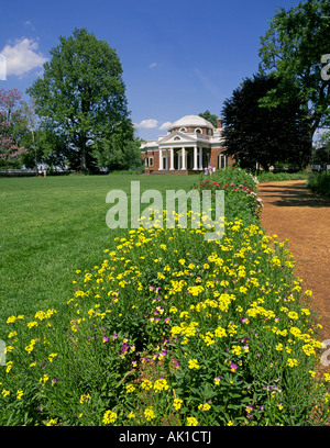 The main house and gardens at Monticello home of Thomas Jefferson third president of the United States Stock Photo