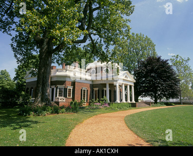 A view of the main house at Monticello home of Thomas Jefferson third president of the United States Stock Photo