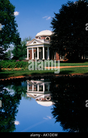 Reflection of the main house in a pool at Monticello home of Thomas Jefferson third president of the United States Stock Photo