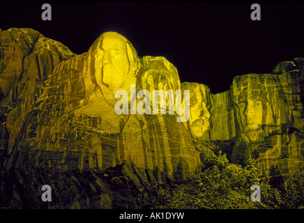 Mount Rushmore National Historic Memorial near Rapid City at night Stock Photo