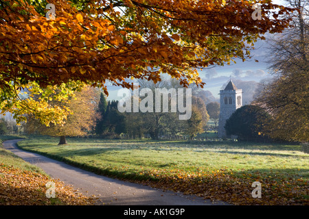 Autumn in Hughenden Valley, High Wycombe, Buckinghamshire, UK. The church is St Michael & All Angels. Stock Photo