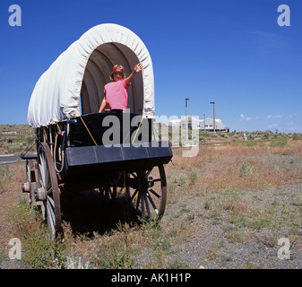 USA OREGON Conestoga wagons from the Oregon Trail Stock Photo