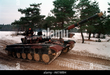 The Russian tank T 72 during field exercise, Zagan, Poland Stock Photo