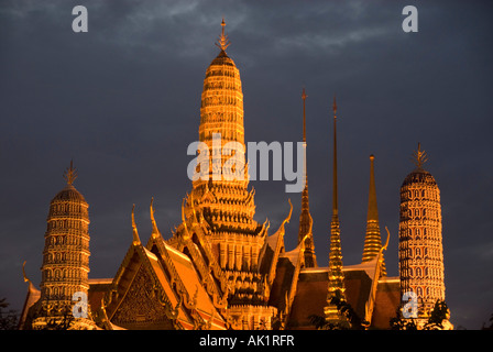 The Grand Royal Palace and Wat Phra Kaeo at night Bangkok Thailand Stock Photo