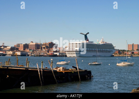 Portland Maine cruise ship Carnival Victory at the cruise terminal in downtown Portland Stock Photo