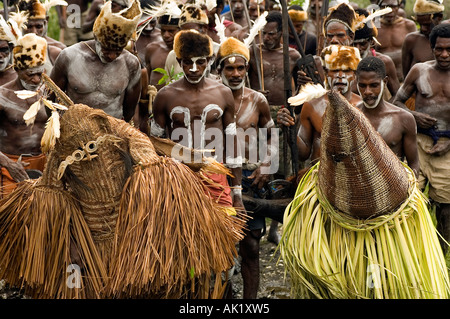 Killing evil soul ceremony of Asmat, Omandeseb, Irian Jaya Indonesia. Stock Photo