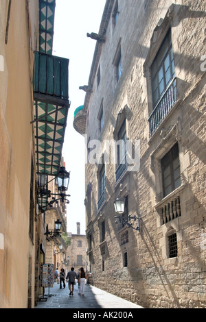 Street near the Cathedral (La Seu) in the Barri Gotic (Gothic Quarter), Barcelona, Catalunya, Spain Stock Photo