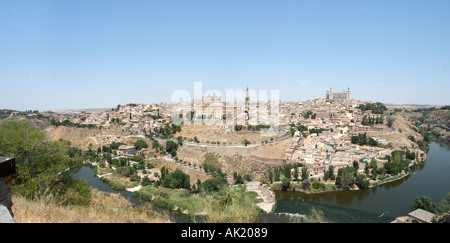 View over the River Tagus and the Old City, Toledo, Castilla-La-Mancha, Spain Stock Photo