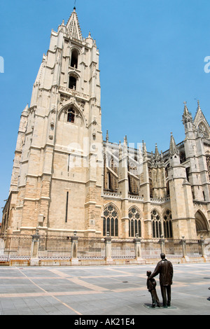 Cathedral, Plaza Regia, Leon, Castilla y Leon, Spain Stock Photo